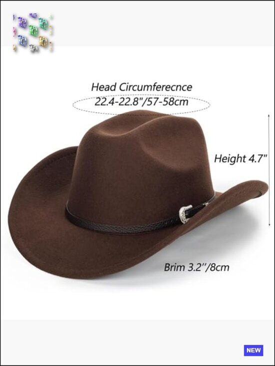 Wide Brim Cowboy Hat with Floral Buckle - Classic Western Style Medium-Large main image 4